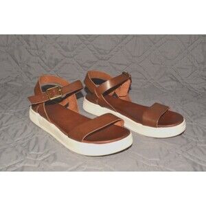 MIA Leather Sz 9 Platform Sandals Brown Ankle Strap Buckle Women’s